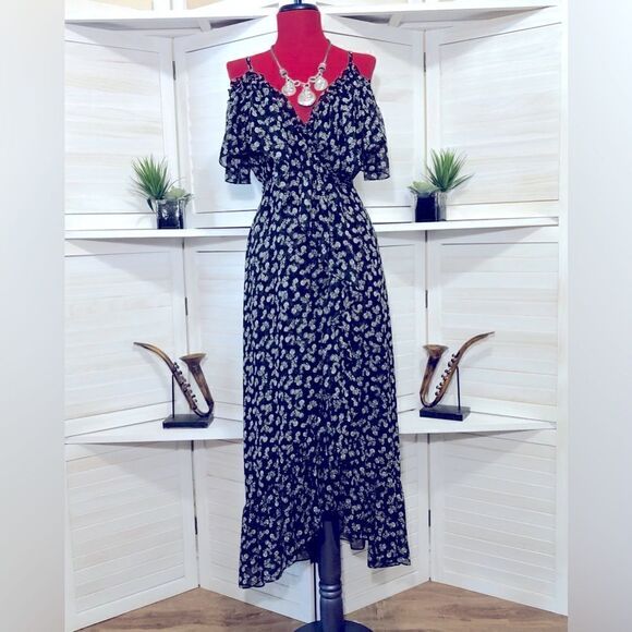 Misa Los Angeles Talya Black Floral Ruffled Dress XS - Picture 2 of 7